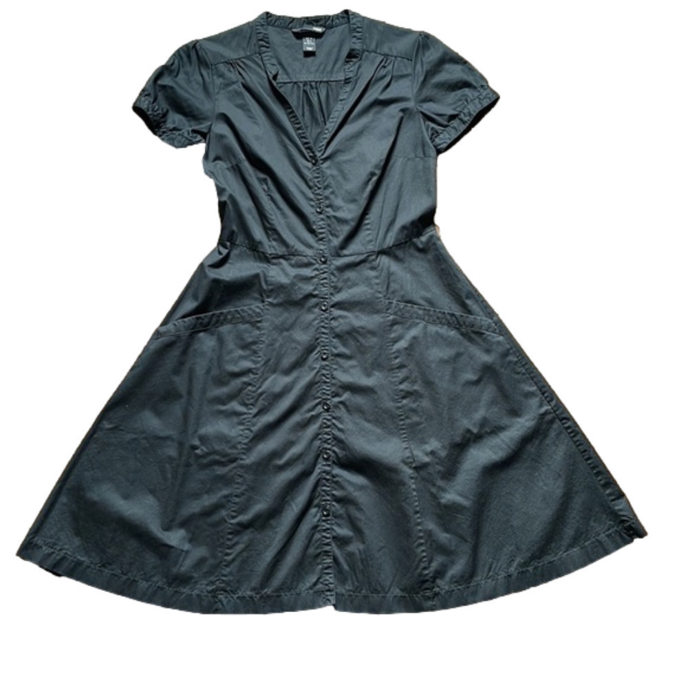 𝅺[h&m] Black Cotton Button up short dress